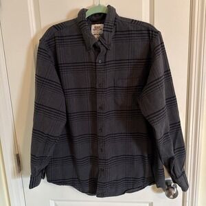 Lands End Blake Shelton Men's XL Grey Black Plaid Flannel Button Up Shirt